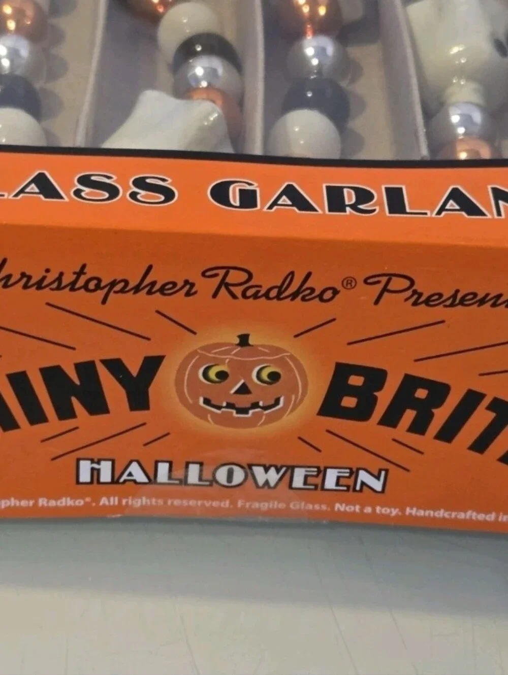 Christopher Radko Shiny Brite HALLOWEEN GHOST GARLAND! Glass Beads 2025 New